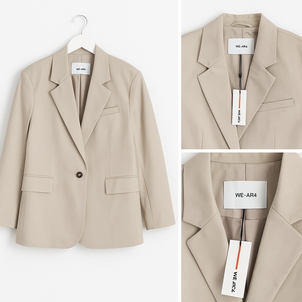 WE-AR4 Model Off Duty Minimalist Tailored Utility Blazer Size Medium NWT - Picture 4 of 6